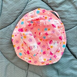 Kids Pink Bear Print Sun Hat - nwot- size 3-12 months